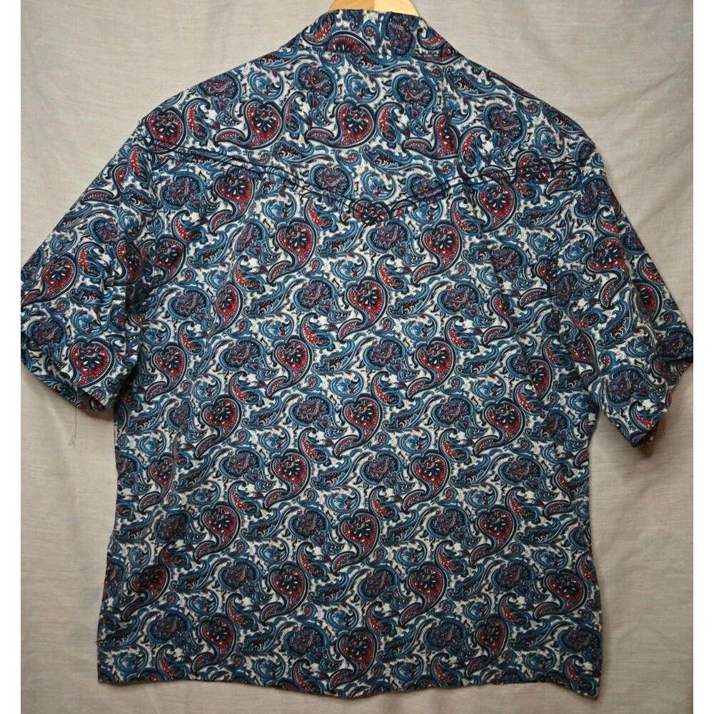 Cody James Pearl Snap Shirt Patriot Paisley Floral Western Regular Fit Teen Lg - Picture 5 of 8